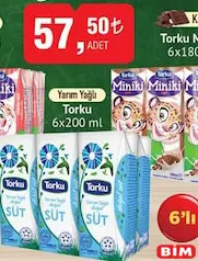 TORKU YARIM YAĞLI SÜT 6X200 ML